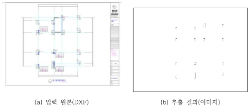 DXF 도면 기반 기둥부재 추출 사례