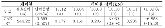 스트랜드 손상에 따른 케이블 장력 변화