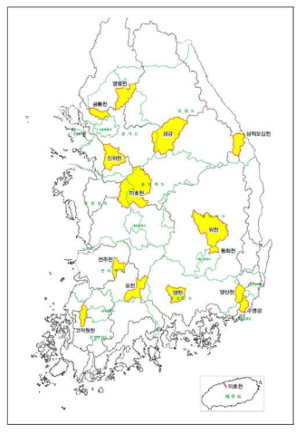 표본유역 위치도