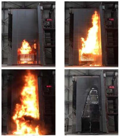실규모 화재시험 수행 과정 (국내 일반패널 및 EPS 단열재 적용, FB 미적용)