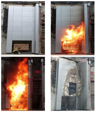 실규모 화재시험 수행 과정 (외국 패널 및 EPS 단열재 적용, FB 미적용)