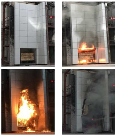 실규모 화재시험 수행 과정 (보강된 국내 일반패널, EPS 단열재 및 FB 적용)