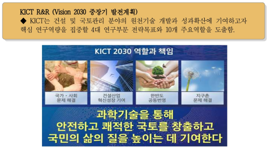KICT R&R (Vision 2030 중장기 발전계획)