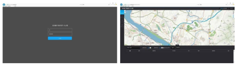 도시 포트홀 관제 시스템: (좌) 로그인 화면, (우) 초기 화면