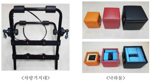 차량거치대 및 충격측정단말 내장 낙하물