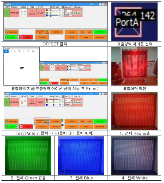 통풍형전광판의 화면 표출영역 지정 및 전체테스트