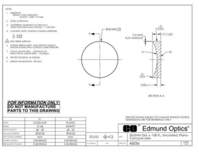 Plane-Concave lens (Surface Quality 40-20)