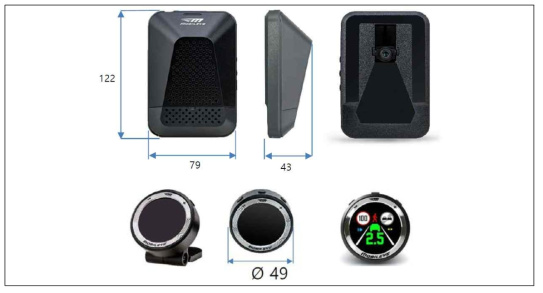 영상센서로 사용한 Mobileye 630 모델의 카메라 모듈 및 운전자 정보 시각화 모듈 (출처: Mobileye 홈페이지)