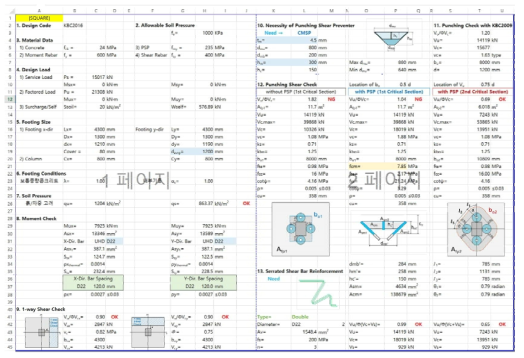 엑셀을 이용한 기초판 구조설계프로그램