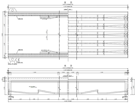 평면도 및 측면도 – 45 m 복선
