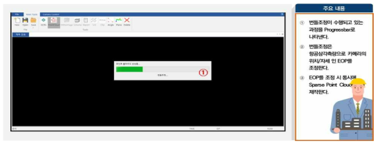 EOP조정 및 Sparse point cloud 제작기능 구현 결과