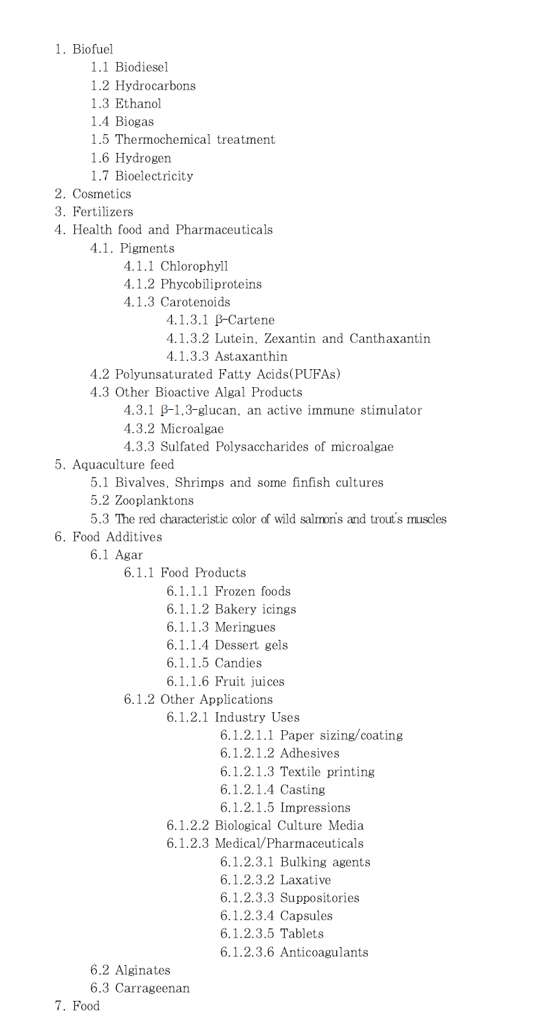 조류 활용 분류. (출처: Goswami et al., 2015)