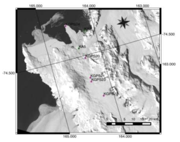 캠벨 빙하 GPS 관측망 위치도