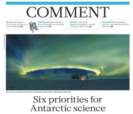 네이처誌에 소개된 6대 남극 연구 우선순위 (Kennicutt et al., 2014)