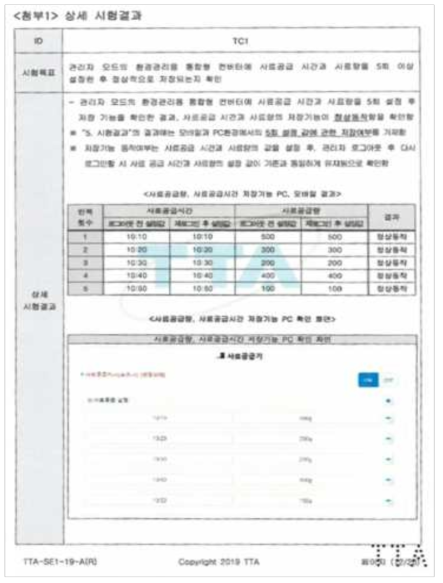 TTA V&V 시험결과