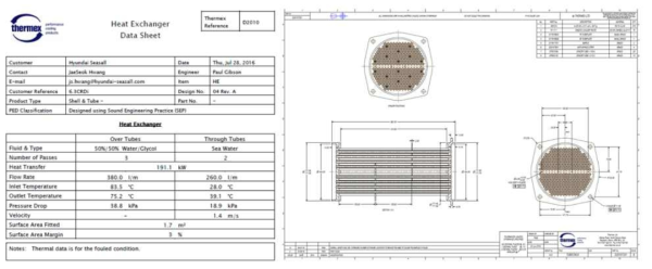 열교환기 튜브번들의 시뮬레이션데이터 및 도면