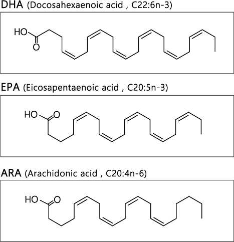 DHA, EPA, ARA 구조식