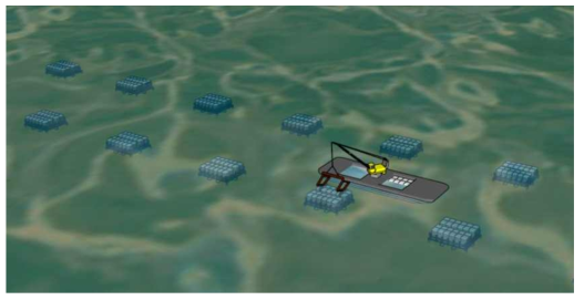 Whole conceptual diagram of ocean-type lithium adsorption/desorption plant(marine station plant + lithium station)