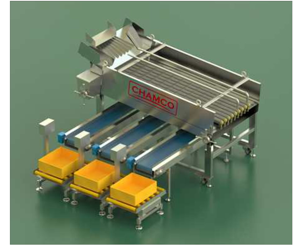 3D Model of size sorting device with variable rollber