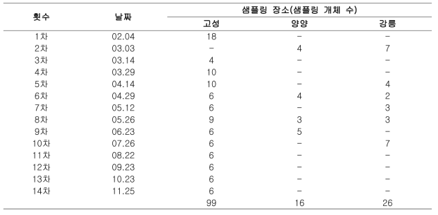 명태 종묘와 육성어의 샘플링