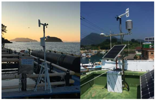 통영 및 여수 해역에서 운용중인 기상 관측 시스템(AWS)