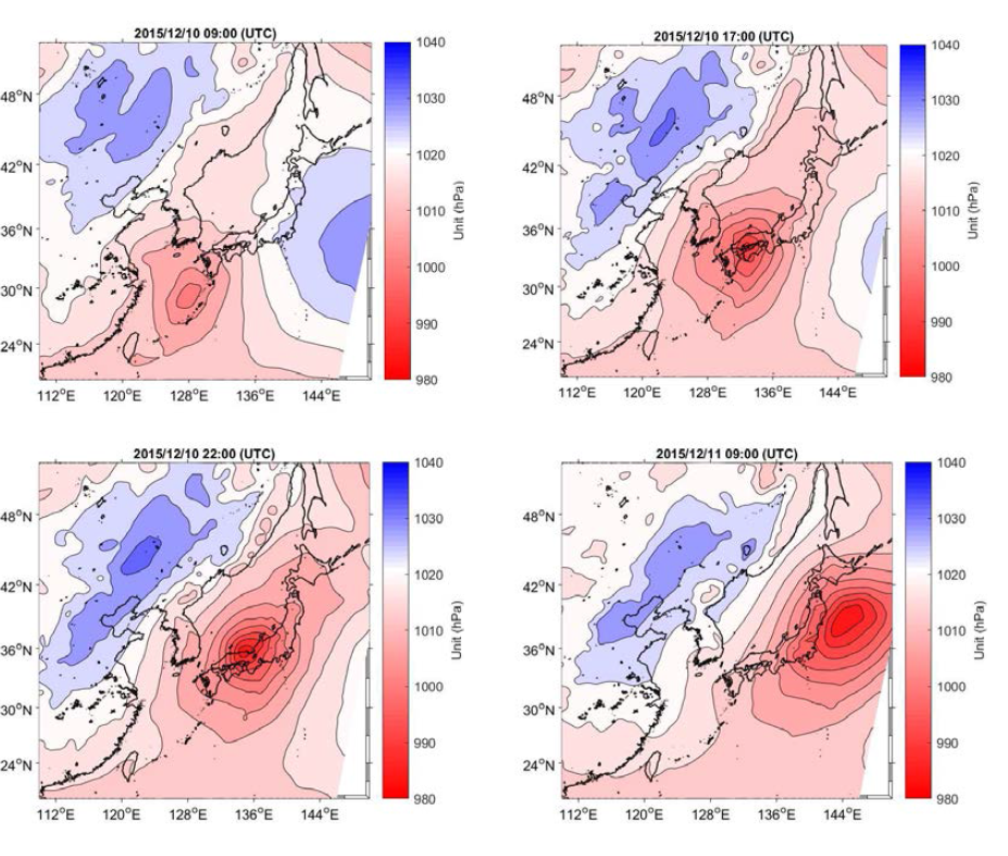 2015년 12월 저기압의 발달 및 한반도, 동해 통과 경로 (Scenario 1-2)