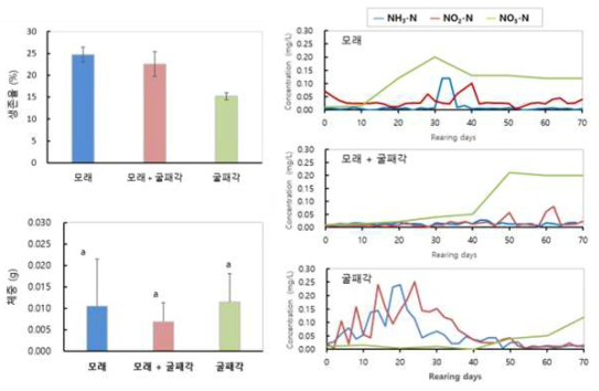 바이오플록수 공급을 통한 기질별 유충의 성장, 생존 및 수질환경 변화