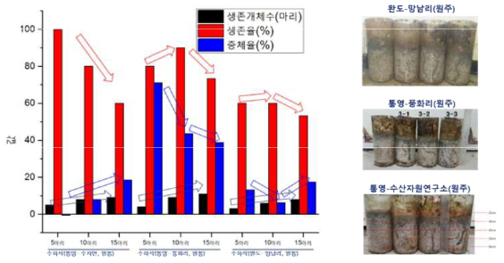 어류 및 전복가두리에서 수하식 연계양식을 통한 원주형 타입의 성장 및 생존율