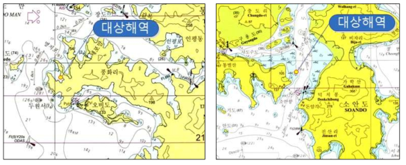 실험구의 설치 위치. 어류-수산자원연구소(좌), 전복(보길면 백도리)(우)