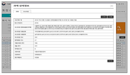 2018년도 모니터링 결과 DB 구축 화면