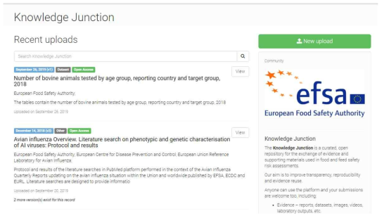 EFSA ‘Knowledge Junction’ 데이터 공개 현황