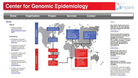 Center for Genomic Epidemiology 메인 웹페이지 및 분석도구