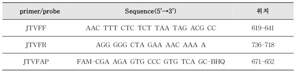 장관아데노바이러스 Duplex Real-time RT-PCR의 프라이머와 프로브의 염기서열