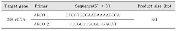 Arcobacter genus-specific PCR 프라이머 염기서열