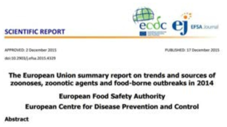 유럽연합 EFSA 웹페이지 상 등록되어 있는 집단 식중독 사례 조사 보고서