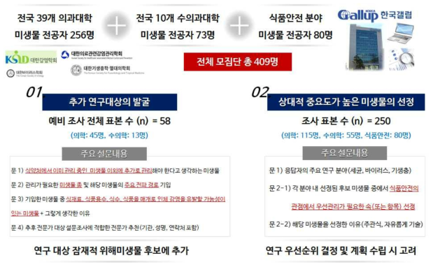 식품, 수의학, 의학 분야 미생물 전문가 대상 설문조사의 전체 추진체계도