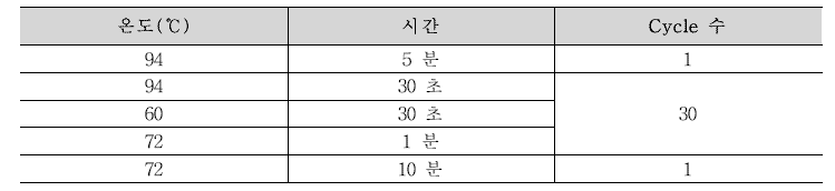 병원성대장균 PCR 조건(수인성)