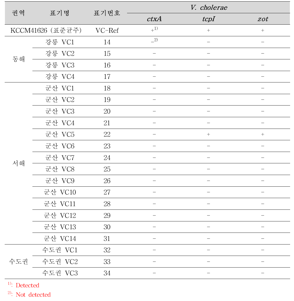 Pathogenic gene analysis of Vibrio cholerae strains isolated in this study