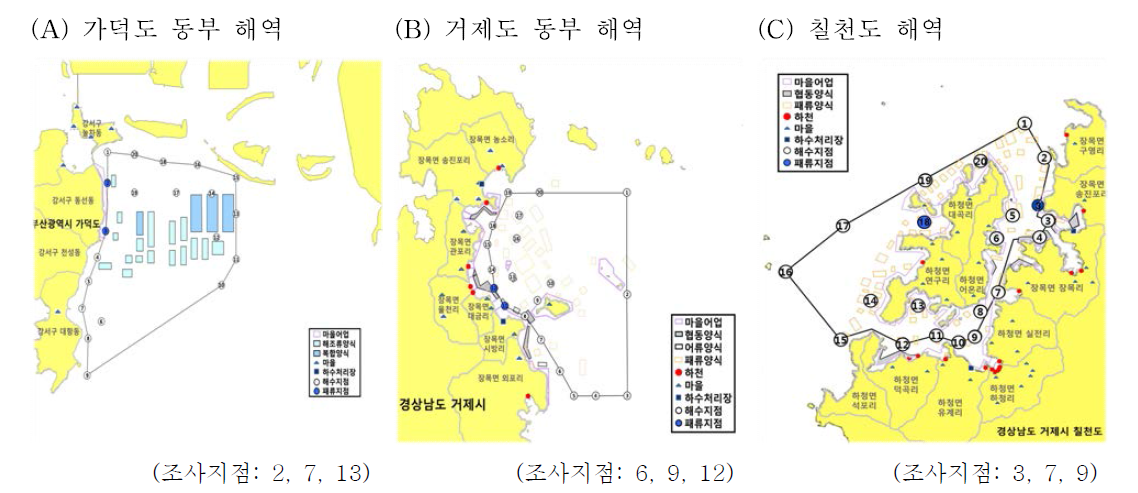 Sampling site for seawater in South Sea area, Korea