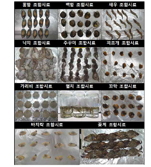 수입산 수산물의 조합시료 구성