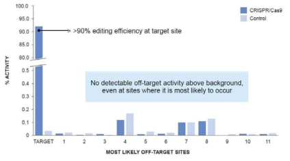 in silico off-target 분석 (출처: CRISPR Therapeutics)