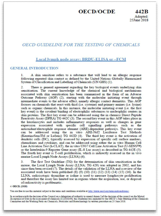 우리나라 최초의 OECD 독성시험 가이드라인 등록 - TG 442B
