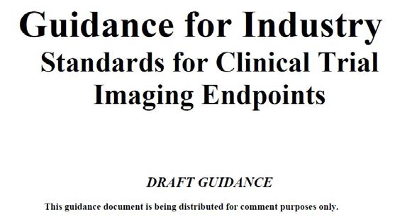 2018년 미국 FDA에서 발표한 영상 결과지표의 이용에 대한 가이드라인 (Draft uidance). 현재 가이드라인이 공신력을 가지고 글로벌 다국가 다기관 임상시험에서 이 가이드라인을 따르는 추세임