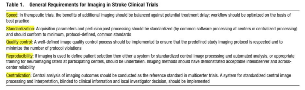 뇌졸중 임상시험에 요구되는 영상의 조건