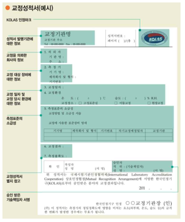 교정성적서 예시