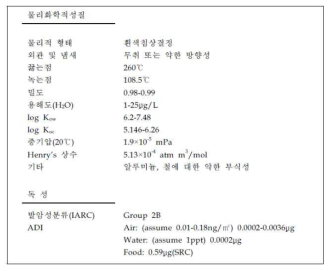 디디티(DDT)의 물리·화학적 특성