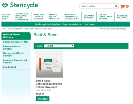 제어 물질 반송 봉투 봉인 및 발송 자료 : https://store.stericycle.com/seal-and-send-controlled-substance-return-envelopes