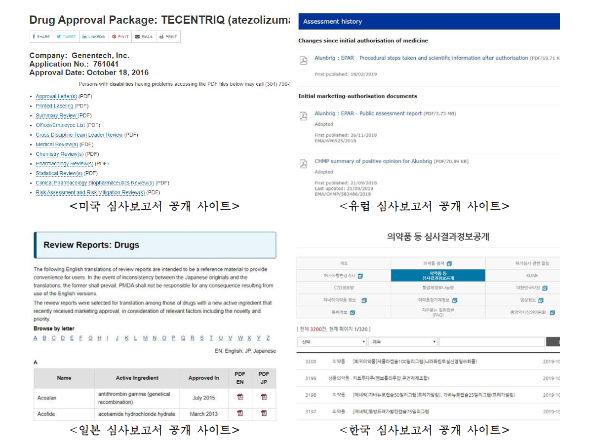 국가별 공개 심사보고서 공개 사이트 화면