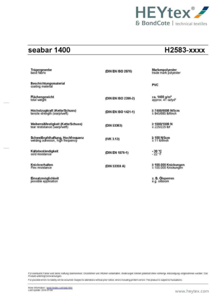 Data sheet – SEABAR 1400