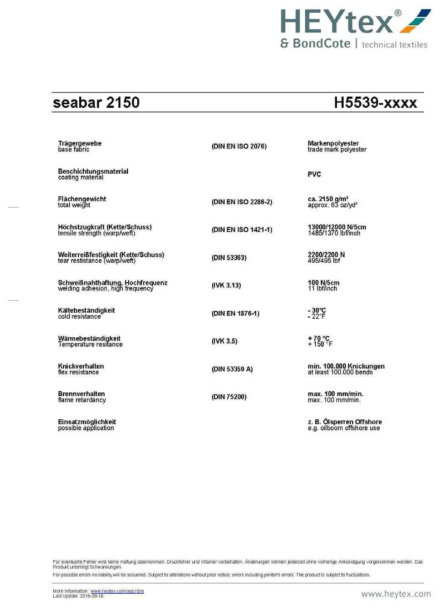 Data sheet – SEABAR 2150
